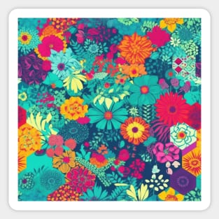 Purple, Teal, Hot Pink and Yellow Flower Floral Sticker